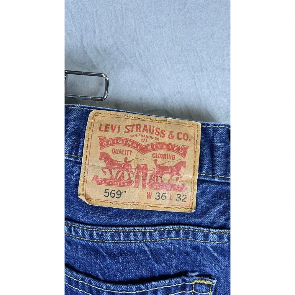 Levi's 569 Jeans Mens 36x32 Blue Excellent Loose Straight Leg Denim